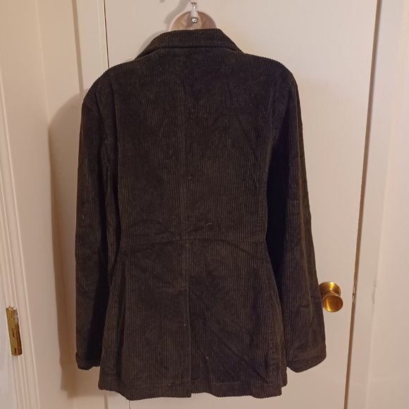 Express Double Breasted Corduroy Chocolate Brown Soft Power Jacket Blazer Coat L - Picture 6 of 8